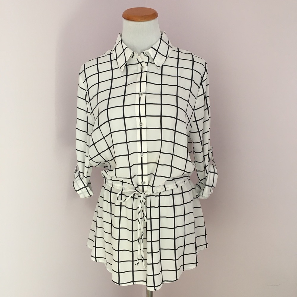 Lumiere Black and White Checkered Women's Top